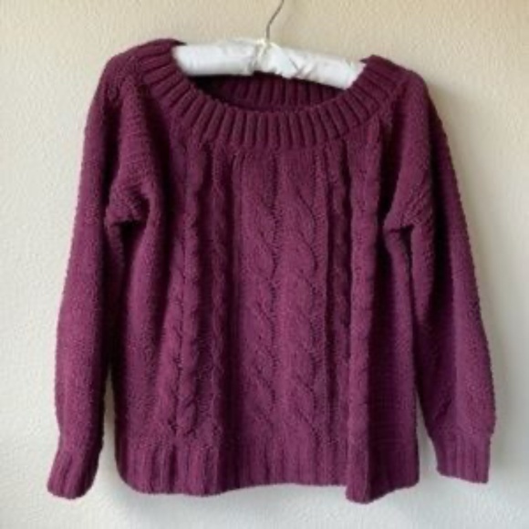 American Eagle Maroon Chenille CrewNeck Sweater Size Small - Picture 3 of 4